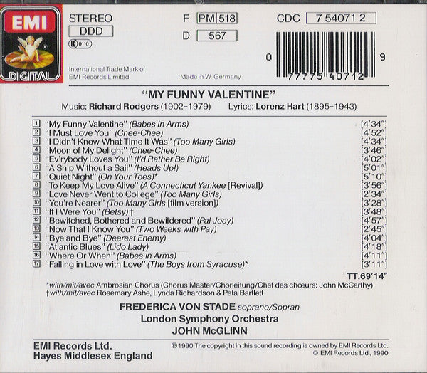 Frederica von Stade Sings Rodgers & Hart / The Ambrosian Opera Chorus, London Symphony Orchestra / John McGlinn : “My Funny Valentine” (CD, Album)