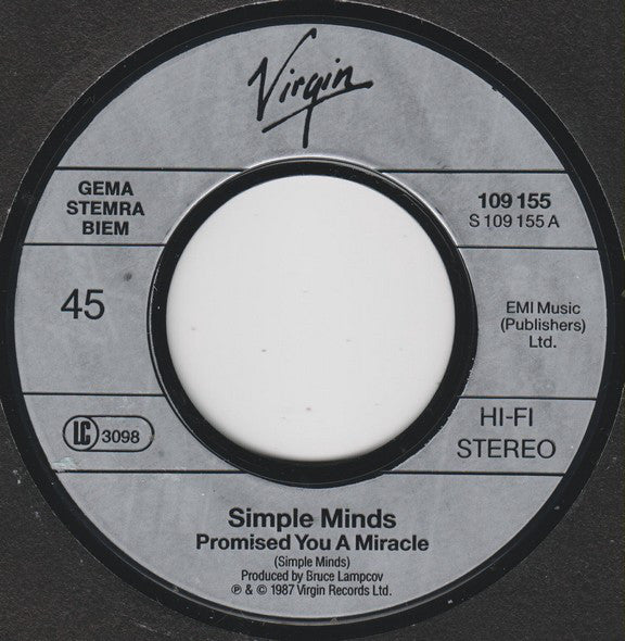 Simple Minds : Promised You A Miracle / Book Of Brilliant Things (Simple Minds Live) (7", Single)