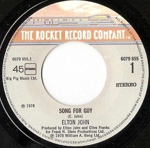 Elton John : Song For Guy (7", Single, Mat)