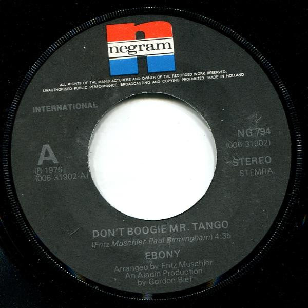 Ebony (10) : Don't Boogie Mr. Tango (7", Single)