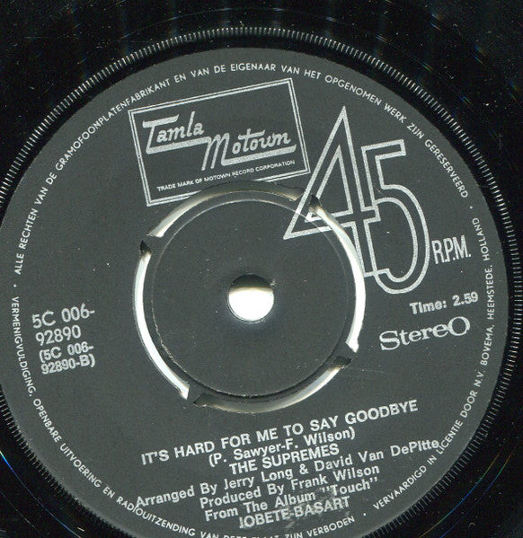 The Supremes : Touch (7", Single)