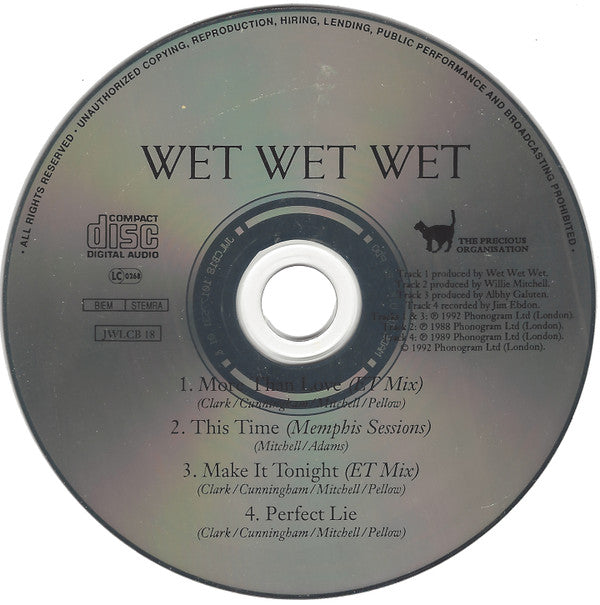Wet Wet Wet : More Than Love (CD, Single)