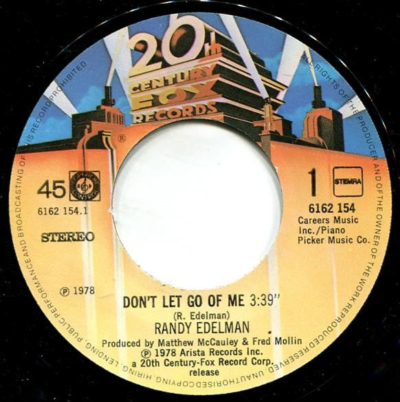 Randy Edelman : Don't Let Go Of Me (7", Single)