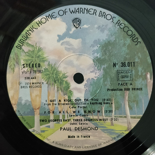 Paul Desmond : Focus On: Paul Desmond With Jim Hall, Percy Heath, Connie Kay (LP, Album, RE, Gat)