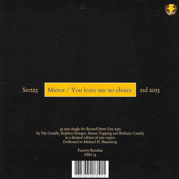 Section 25 : Mirror / You Leave Me No Choice (7", RSD, Single, Ltd)