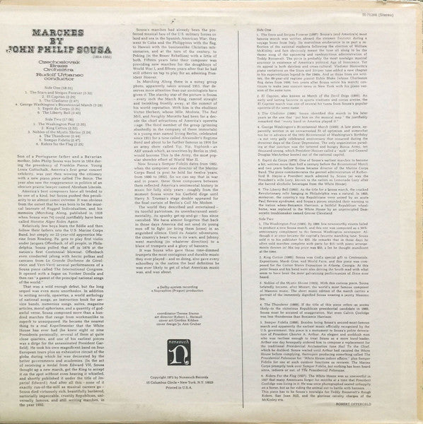 John Philip Sousa, Czechoslovak Brass Orchestra , Conductor Rudolf Urbanec : Marches By John Philip Sousa  (LP, RE)