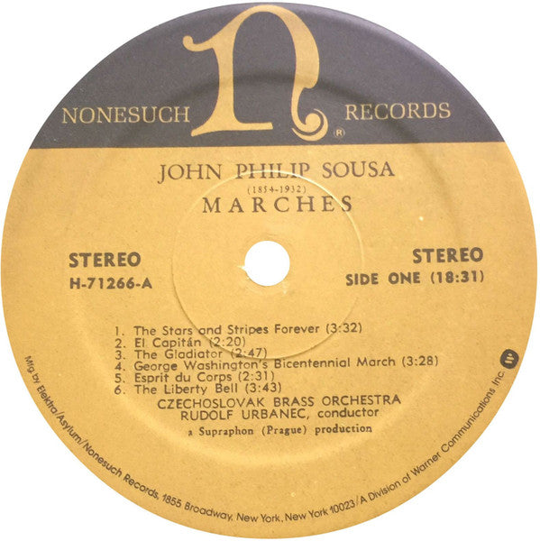 John Philip Sousa, Czechoslovak Brass Orchestra , Conductor Rudolf Urbanec : Marches By John Philip Sousa  (LP, RE)