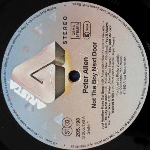 Peter Allen : Not The Boy Next Door (LP, Album)