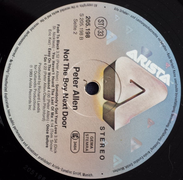 Peter Allen : Not The Boy Next Door (LP, Album)