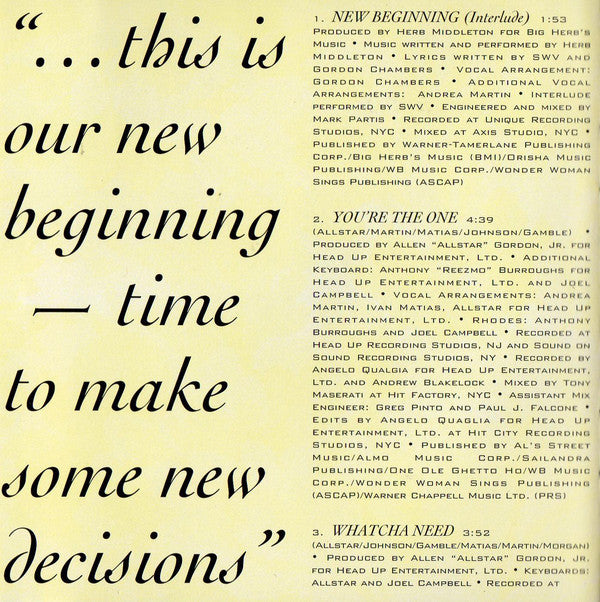 SWV : New Beginning (CD, Album)