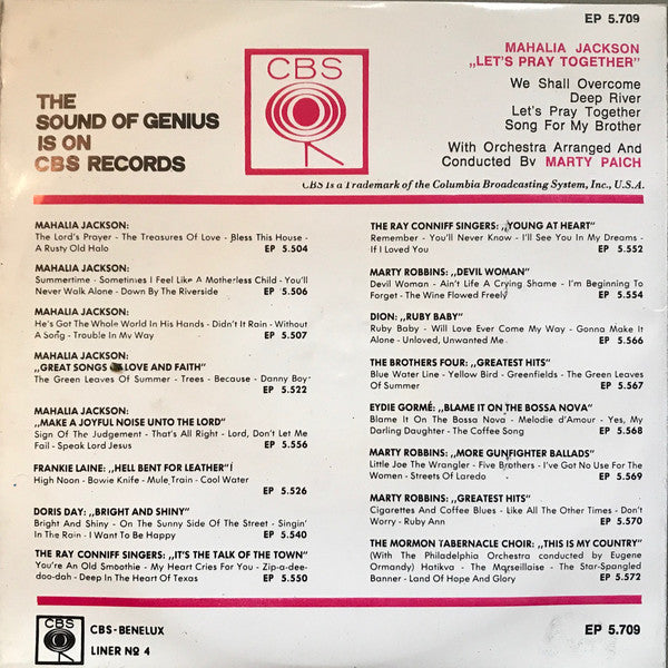 Mahalia Jackson : Let's Pray Together (7", EP)