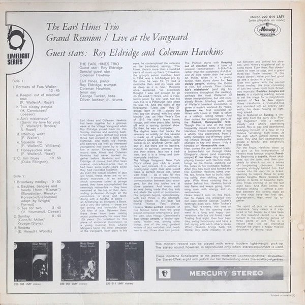 The Earl Hines Trio : Grand Reunion (LP, Album)