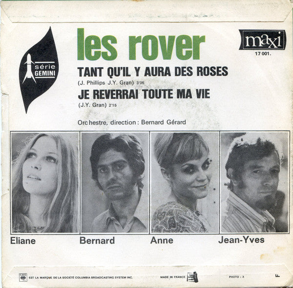 Les Rover : Tant Qu'il Y Aura Des Roses / Je Reverrai Toute Ma Vie (7", Single)