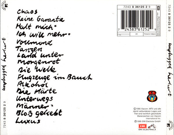 Herbert Grönemeyer : Unplugged Herbert (CD, Album)