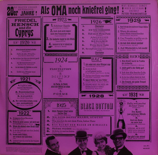 Friedel Hensch Und Die Cyprys, Peter Frankenfeld : Als Oma Noch Kniefrei Ging - Die Tollsten Schlager Der Verrückten 20er Jahre (LP, Album, Mono)