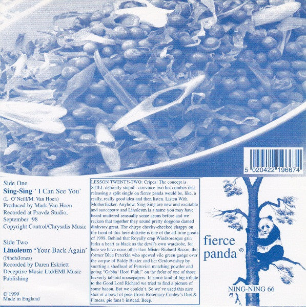 Sing-Sing / Linoleum : I Can See You / Your Back Again (7", Single)