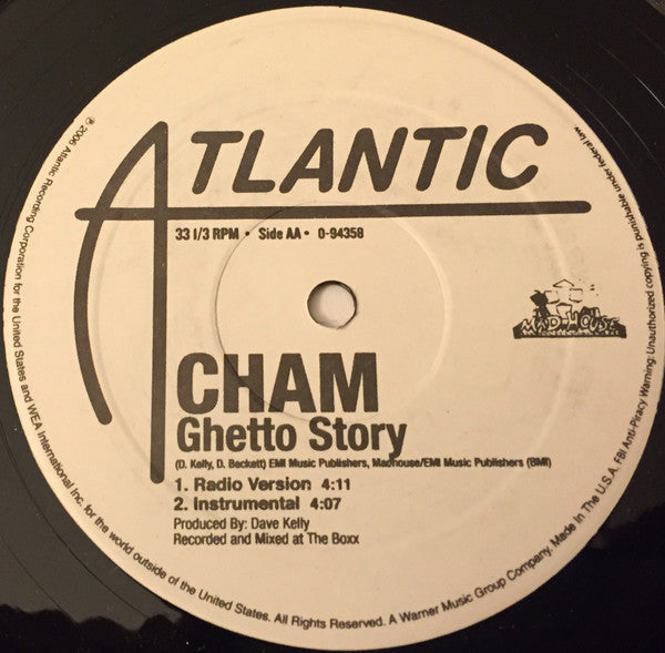Baby Cham : Ghetto Story (12", Single)