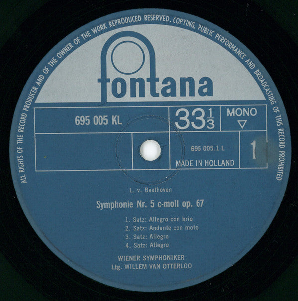 Ludwig van Beethoven, Franz Schubert, Willem Van Otterloo, Wiener Symphoniker, The Hague Philharmonic : Beethoven, Symphonie Nr.5 / Schubert, Unvollendete (LP, Mono)