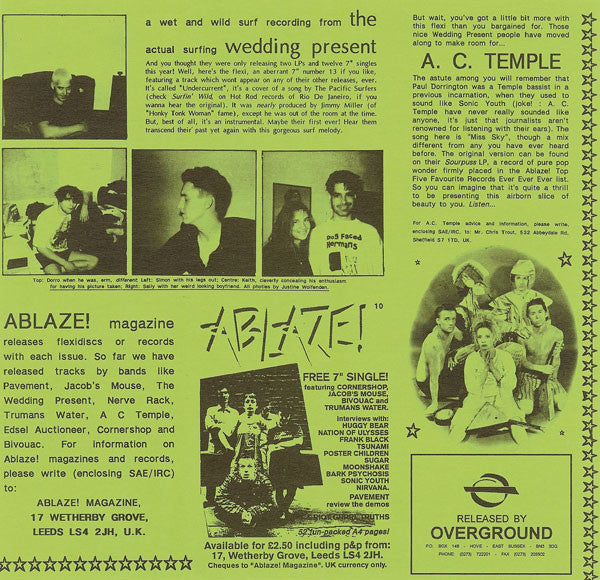 A.C. Temple / The Wedding Present : Miss Sky / Undercurrent (Flexi, 7", S/Sided, Single)