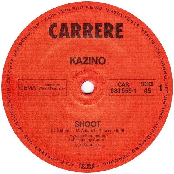 Kazino : Shoot (12", Maxi)