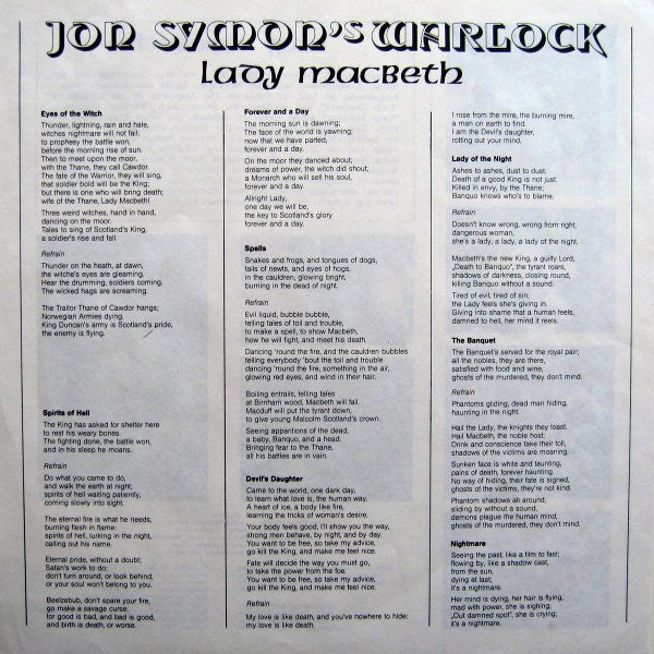 Warlock (11) : Lady Macbeth (LP)