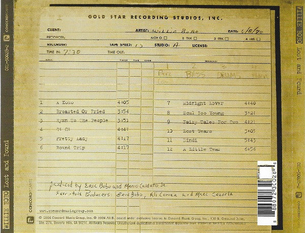 Willie Bobo : Lost And Found (CD, Album)