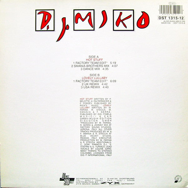 DJ Miko : Hot Stuff / Lovely Lullaby (12")