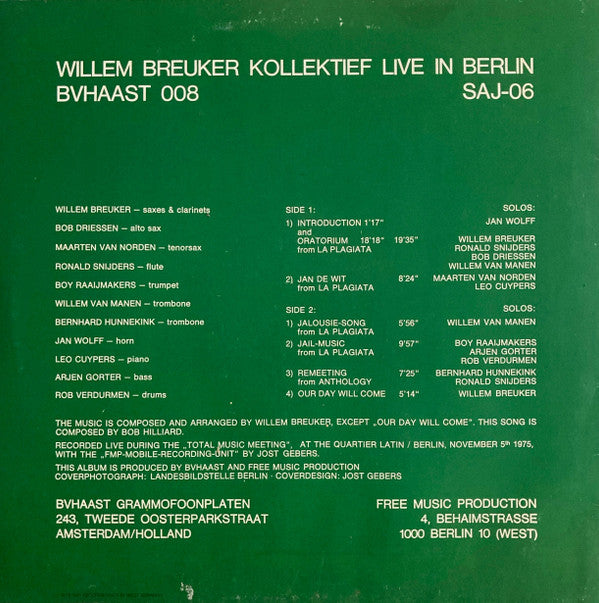 Willem Breuker Kollektief : Live In Berlin (LP, Album, RP)