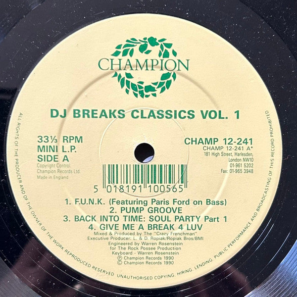 The Crazy Frenchman : DJ Breaks Classics Vol. 1 (LP, MiniAlbum)