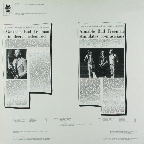 Bud Freeman And The Cees Slinger Trio : Live In Haarlem (LP, Album)