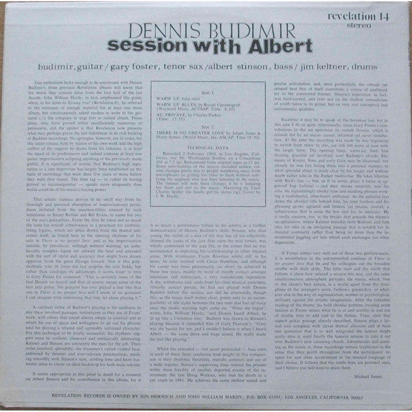 Dennis Budimir : The Session With Albert Vol 1 (LP, Album)