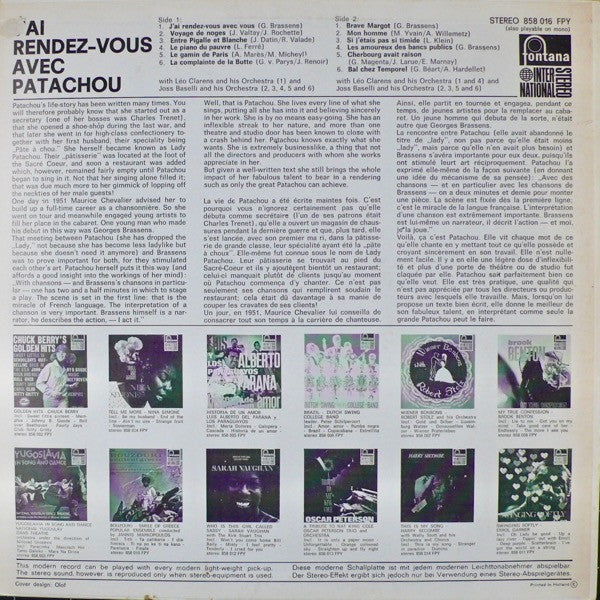 Patachou : J'Ai Rendez-Vous Avec Patachou (LP, Album, Comp)