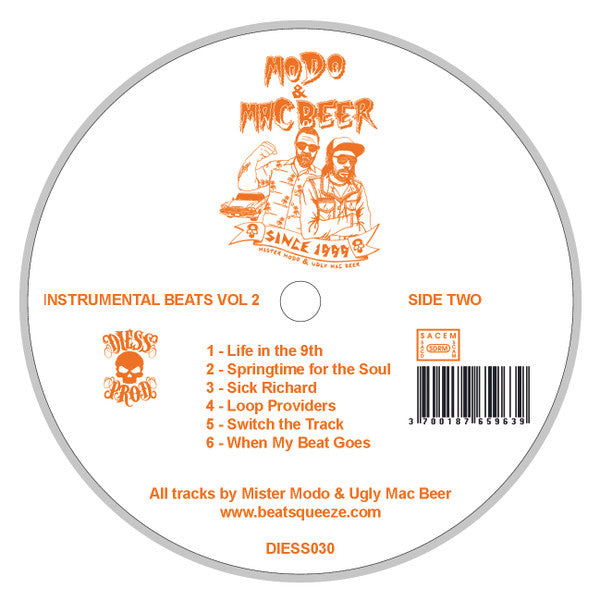 Mister Modo & Ugly Mac Beer : Instrumental Beats Vol 2  (LP, Blu)