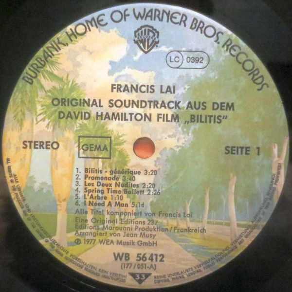 Francis Lai : Bilitis (LP, Album, Pos)