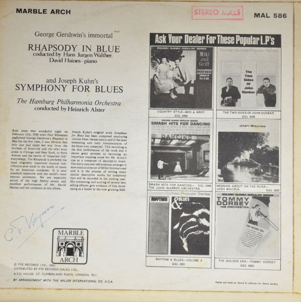 Philharmonisches Staatsorchester Hamburg : George Gershwin's Immortal Rhapsody In Blue And Joseph Kuhn's Symphony For Blues (LP, Album)