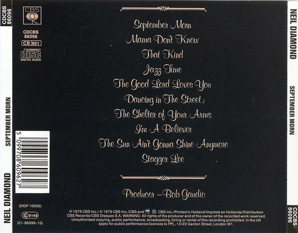 Neil Diamond : September Morn (CD, Album, RE)