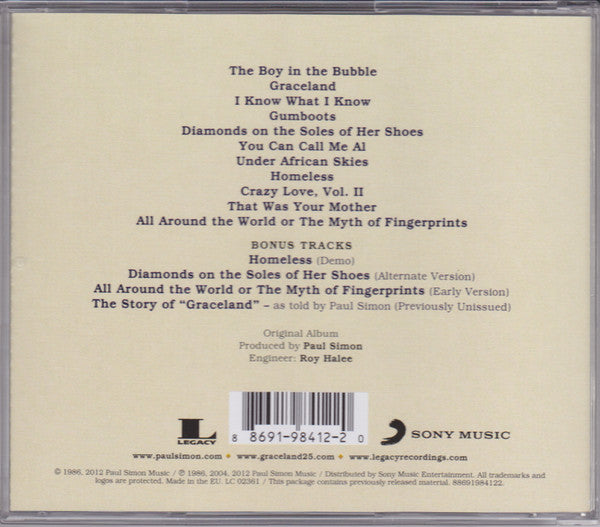 Paul Simon : Graceland (CD, Album, RE, RM)