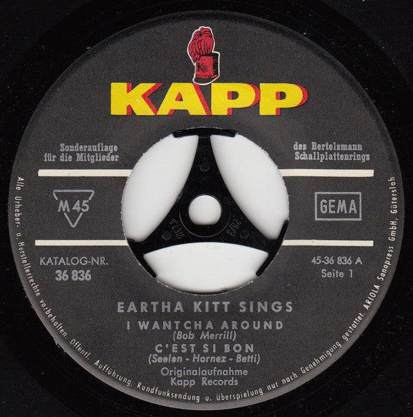 Eartha Kitt : Eartha Kitt Sings (7", Mono, Club, S/Edition)