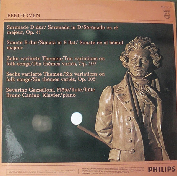 Ludwig Van Beethoven - Severino Gazzelloni, Bruno Canino : Complete Works For Flute And Piano (2xLP, Gat)