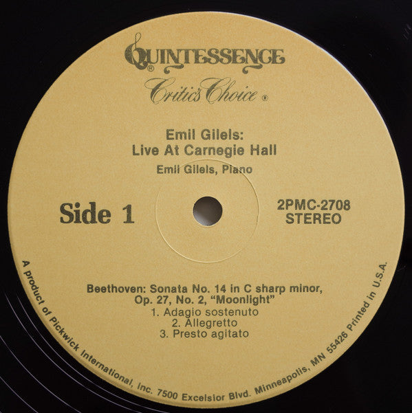 Emil Gilels : Live At Carnegie Hall  (2xLP, Album, RE, RM)