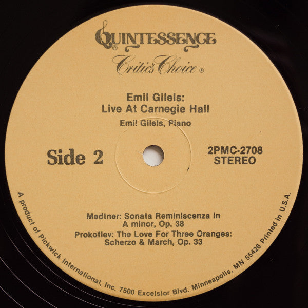 Emil Gilels : Live At Carnegie Hall  (2xLP, Album, RE, RM)