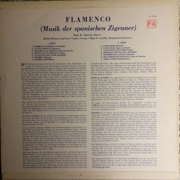 Pepe De Almeria, Rafael Romero, Jose Vargas, Maja De Castilla : Flamenco (Musik Der Spanischen Zigeuner) (LP, Mono)