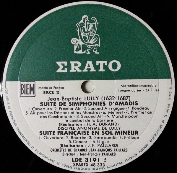 Jean-Baptiste Lully, Jean-Joseph Mouret, Orchestre De Chambre Jean-François Paillard : Fanfares Simphonies Et Suites Pour Trompettes, Cors De Chasse, Hautbois, Orchestre À Cordes Et Timbales (LP)