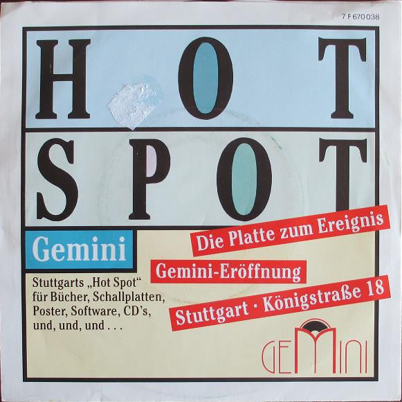 Unknown Artist / Hot Chocolate : Hot Spot / Emma - Die Platte Zum Ereignis Gemini-Eröffnung Stuttgart Königstrasse 18 (7", Single, Promo)