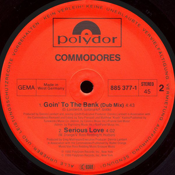 Commodores : Goin' To The Bank (12")
