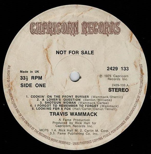 Travis Wammack : Not For Sale (LP, Album)