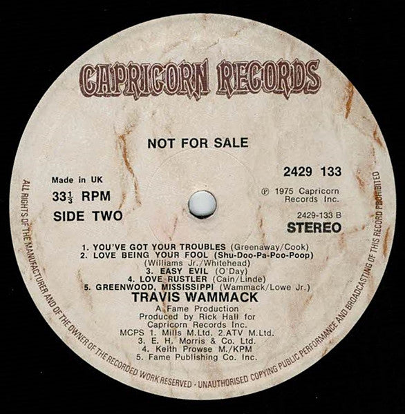 Travis Wammack : Not For Sale (LP, Album)