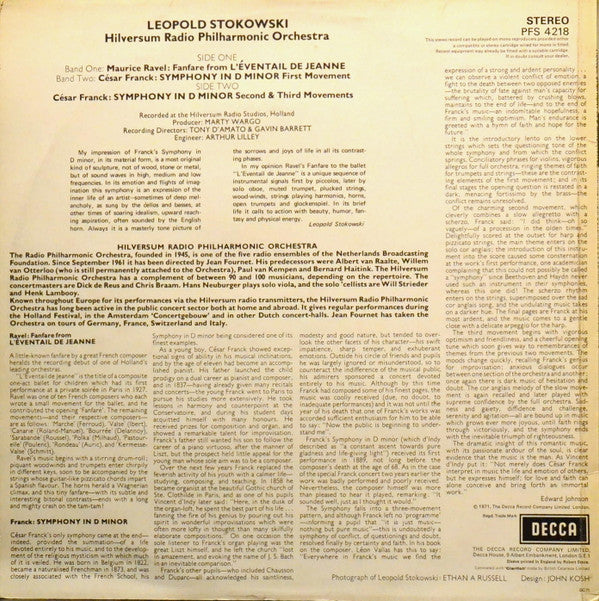 Leopold Stokowski, César Franck, Radio Filharmonisch Orkest : Symphony In D Minor (LP)