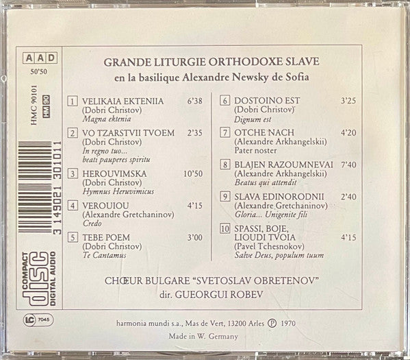 Bulgarian National Choir 'Svetoslav Obretenov' Dir. Georgi Robev : Grande Liturgie Orthodoxe Slave (CD, Album, RE)