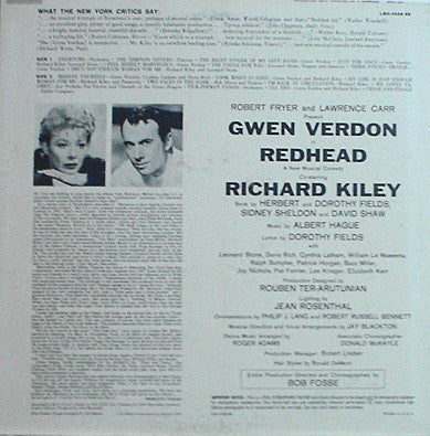 Gwen Verdon, Richard Kiley : Redhead (An Original Cast Recording) (LP, RE)